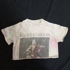 UO Kurt Cobain Cropped Boxy Fit Shirt Grunge Retro 90's Band Tee